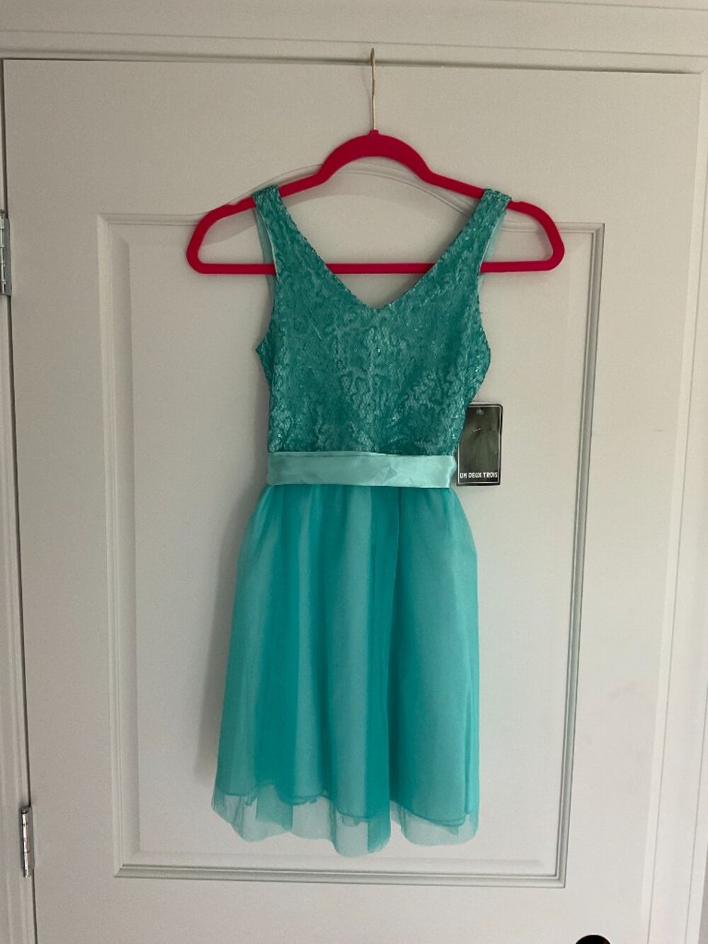NWT Un Deux Trois Teal Tulle Dress Girls Size 12 - Picture 4 of 7